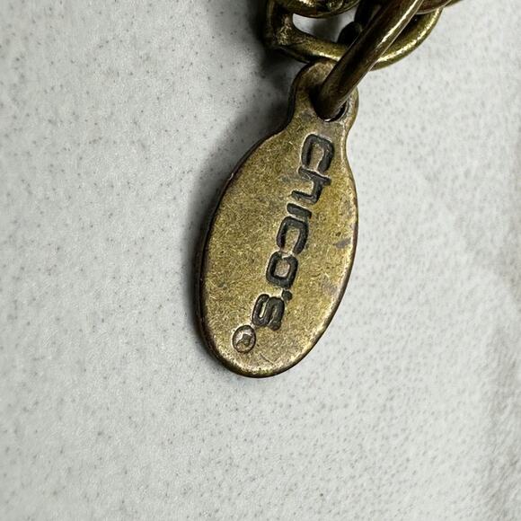 Chico's Tassel Pendant Neutral Beaded Gold Tone Necklace ✨ - Picture 4 of 10